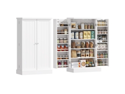 Armario despensa de cocina con 2 puertas, 5 estantes, 12 cajones, 60x30x104 cm, blanco | Sin marca