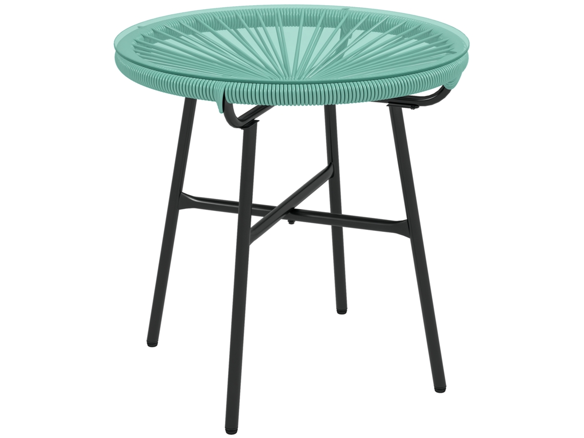 Mesa de centro redonda de ZENCORE SERVICES en resina, acabado metálico, Ø50x50 cm