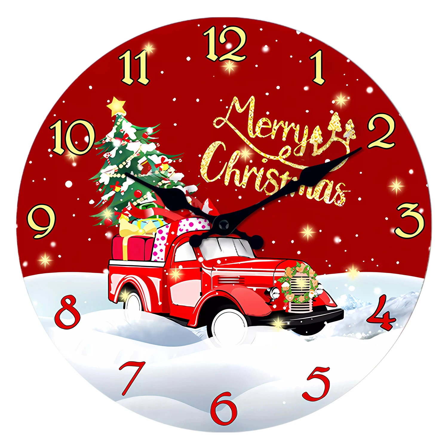 Reloj De Pared Navideño Nuevo (14 Pulgadas), Silencioso Y Sin Tictac, Reloj De Pared Para Navidad Y Año Nuevo