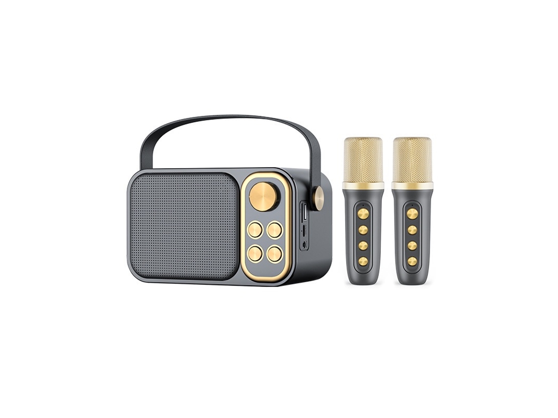 Mini máquina de karaoke para niños y adultos, altavoz Bluetooth portátil con 2 micrófonos inalámbricos, juguetes, regalo de cumpleaños