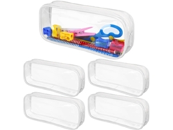 Paquete De 5 Estuches Para Lápices Con Cremallera De Pvc Transparente, Estuche Para Lápices De Gran Capacidad, Color Blanco CHRUI