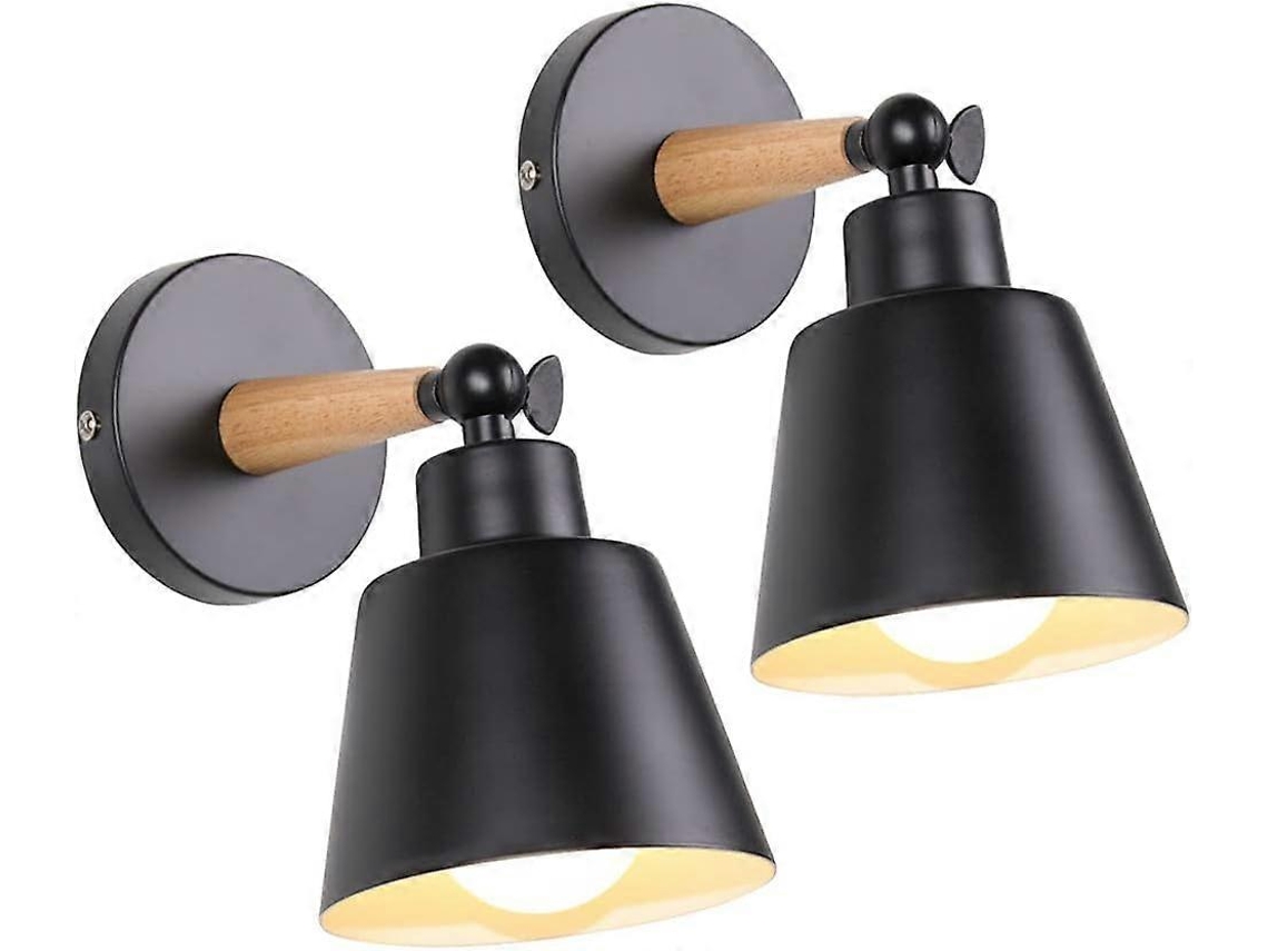 Rebe-lámpara De Pared Industrial Retro, Diseño Macaron, E27, Metal, Ajustable, Interior Moderno (set De 2, Negro)