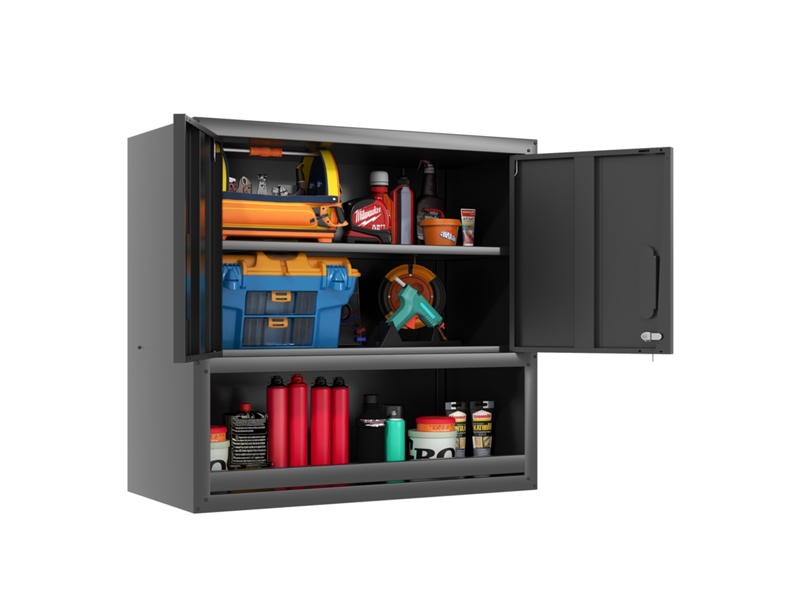Armario De Herramientas Mural De 77 Cm Con Cerradura, Estante Ajustable Y Cajón.