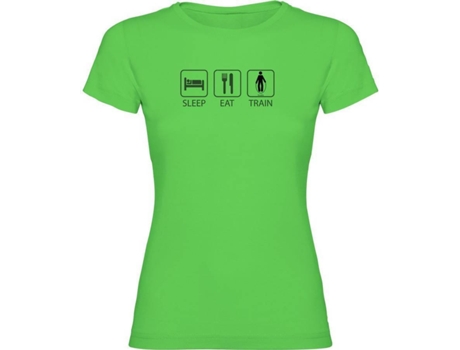 Camiseta para Mujer KRUSKIS Sleep Eat And Train Verde para Fitness (M)
