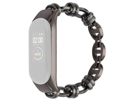 Correa de acero inoxidable punk con diseño de hilo para Xiaomi Mi Band 5/6 - negro