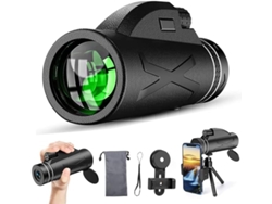 Telescopio monocular 80x100 para adultos, monocular compacto de alta potencia con prismas, Bak4 Fmc JYTGALX (negro)