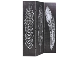 Mampara plegable con estampado de plumas, 120 x 170 cm, blanco y negro, WSD874745, Lovely Home