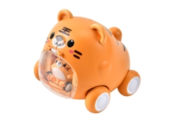 Coche de juguete interactivo con catapulta, animales de cómic, propulsado por fricción inercial, regalo para niños y niñas, diseño de tigre.