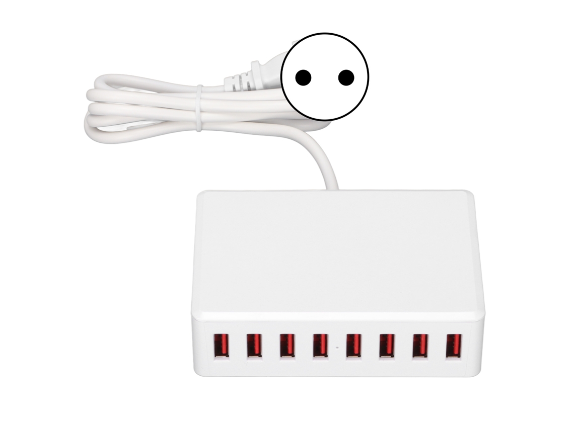 Cargador Usb De 8 Puertos, Estación De Carga Universal De Escritorio De 40 W, Adaptador De Viaje De 100-240 V.