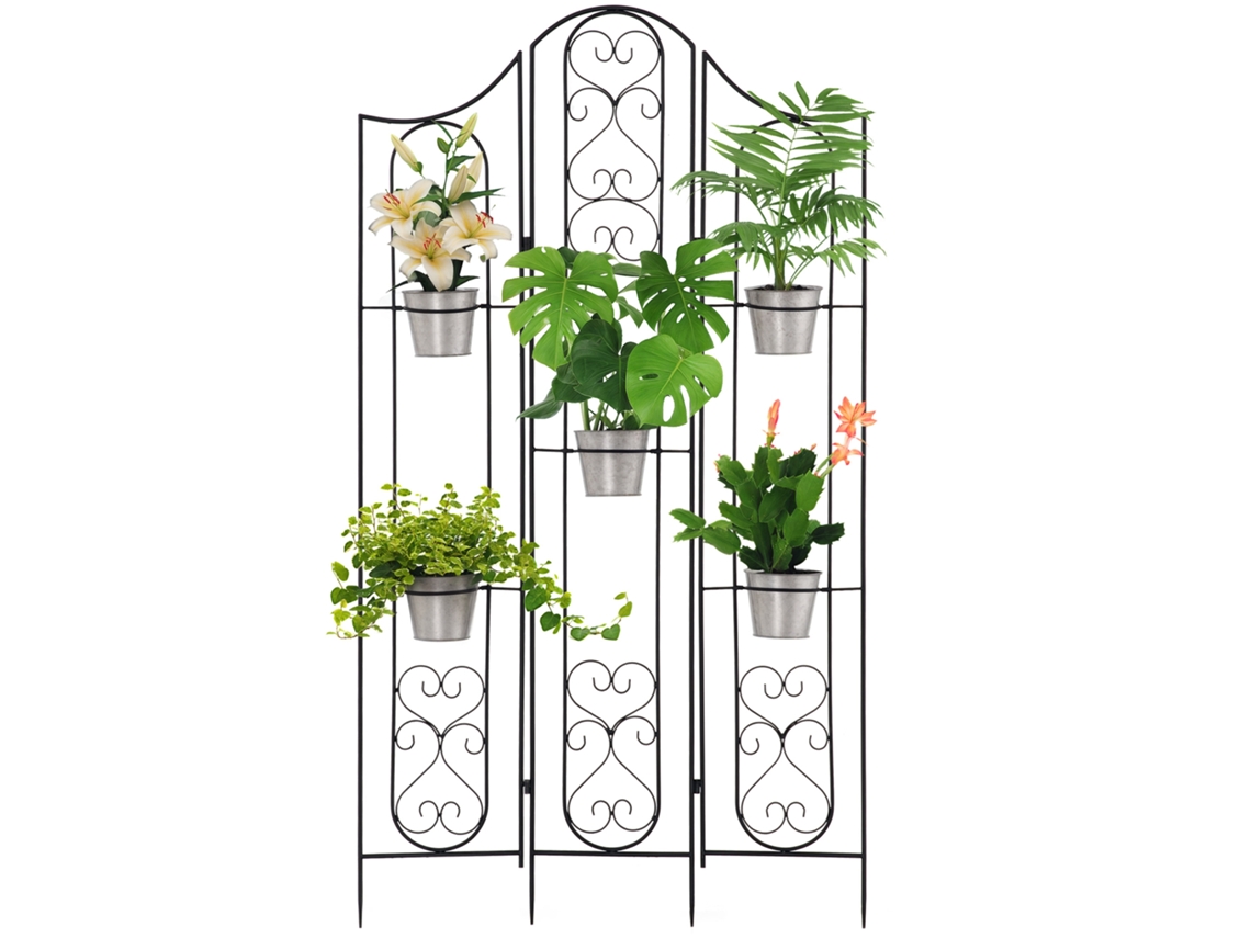 Soporte Vertical Plegable 5 Macetas Metal Exterior 82x12,5x150 Cm Negro
