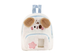 Mochila escolar ligera y práctica con estampado de dibujos animados y peluche, pequeña mochila para estudiantes, blanca.