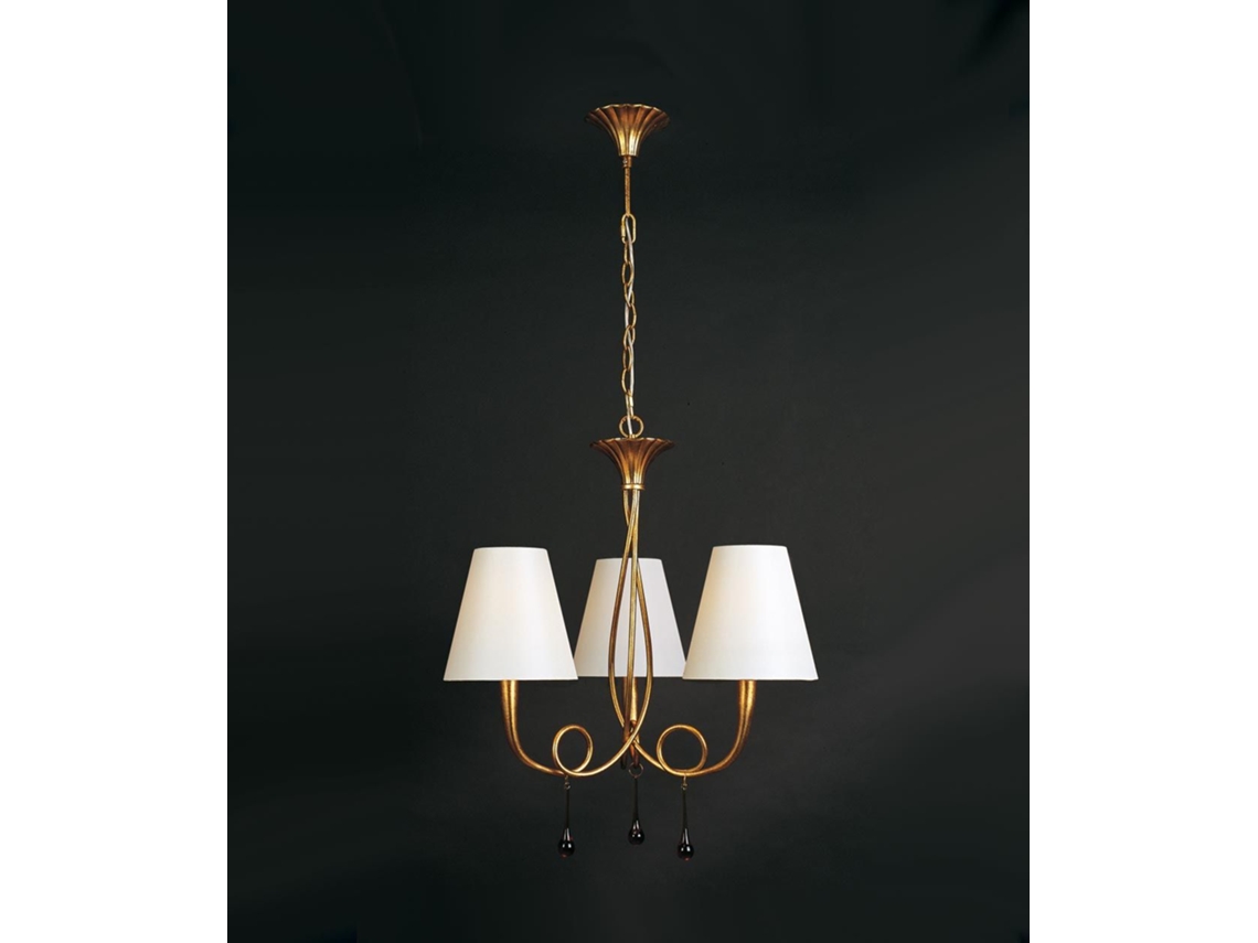 Lámpara con tres luces blanca y dorado PAOLA MANTRA ILUMINACIÓN