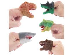 Mali 5pcs/set Bonecos de Dedo Tubarão Dinossauro Borracha Macia Brinquedo Educativo de Role Playing