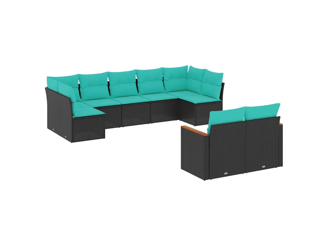Maison Exclusive - Conjunto De Sofá De Jardín De 9 Piezas Con Cojines, De Poliratán Negro