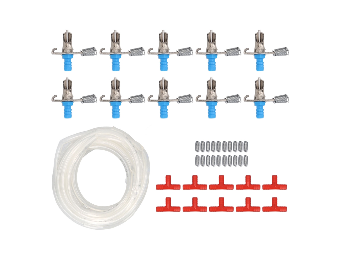 10 Bebederos Automáticos Galvanizados Para Conejos Con Boquilla De Agua Y Sistema De Riego Con Tubería De 5 M.