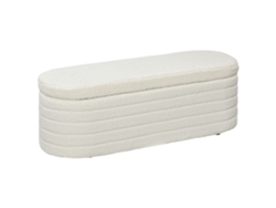 Banco Cama Ponta 2 Em 1 Baú Armazenamento 63x73x81cm, Estofado Fleece Estrutura Madeira Creme