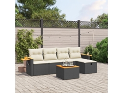 Conjunto de sofás de jardín de 6 piezas DKD Home Decor con cojines de mimbre negros