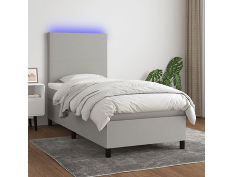 Cama con somier VIDAXL (Gris - Tela - 193 x 90 x 128 cm)