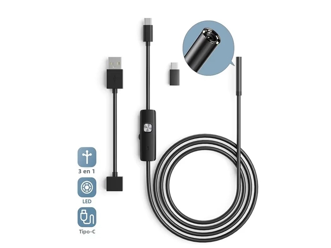 (cable Rígido De 7 Mm) Cámara Endoscópica 3 En 1