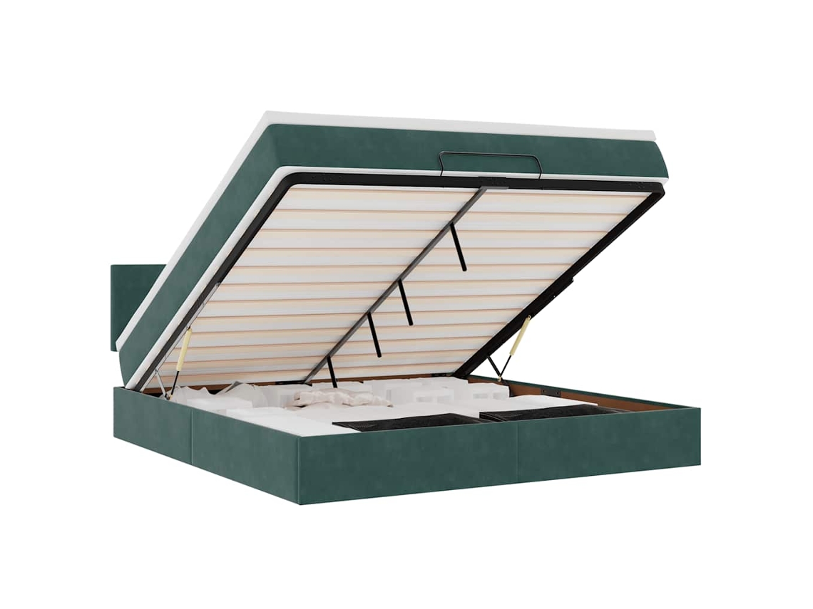 Estructura de cama otomana VIDAXL de terciopelo verde (160 x 200 cm)