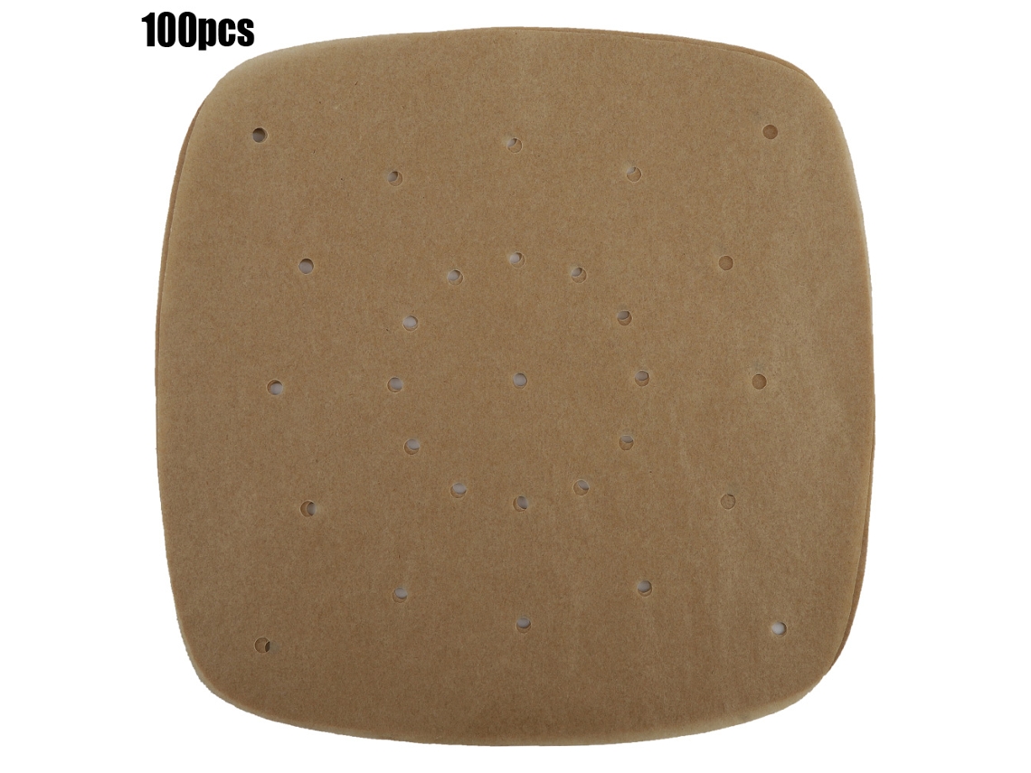 Revestimientos de papel perforado cuadrados de 7.5 pulgadas para freidora de aire, para cocinar al vapor (color natural)