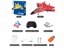 Avión RC 2.4G EPP de ala fija con luz LED, juguete volador duradero, regalo para niños, rojo Aeuzwr