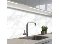 Paneles minimalistas para salpicadero de cocina - Blanco - Gris veteado 150x60 cm