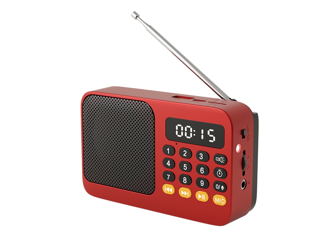Radio portátil multifuncional Radio multibanda FM/AM Altavoz Bluetooth Rojo Siurn