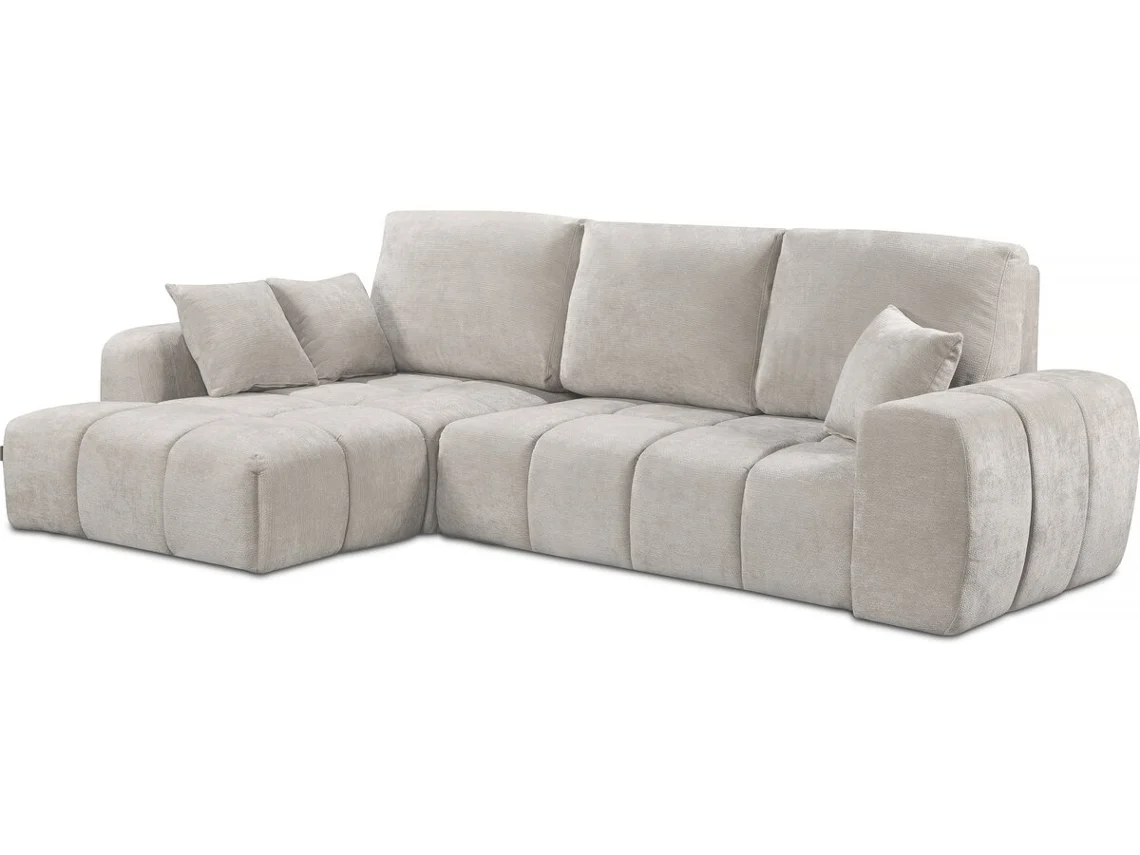 Sofá cama esquinero izquierdo en tela chenilla Verneuil de 3 plazas beige Palozi Home