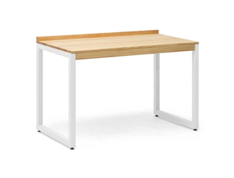 Mesa escritorio Eco-Line blanca 118x60x75cm, tablero en madera maciza de pino estilo nórdico industrial BOX FURNITURE.