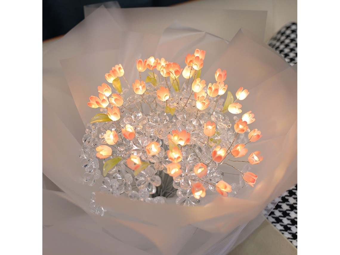 Ramo De Tulipanes Artificiales Luminosos Para Armar Tú Mismo Con Tira De Led - Regalo Perfecto - 20 Flores