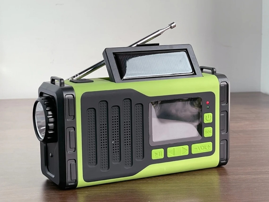 Radio solar portátil BESTVITE de 5000 mAh con linterna multifunción (verde)