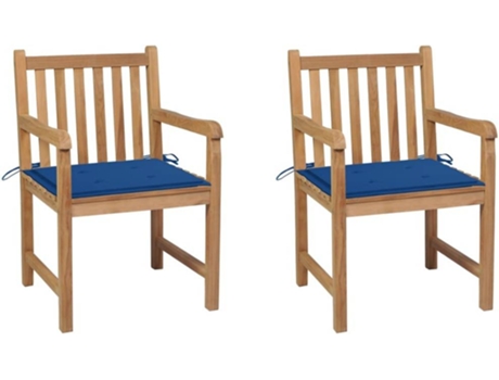 Conjunto 2 Silla de exterior VIDAXL Azul Teca (58x60x90 cm)