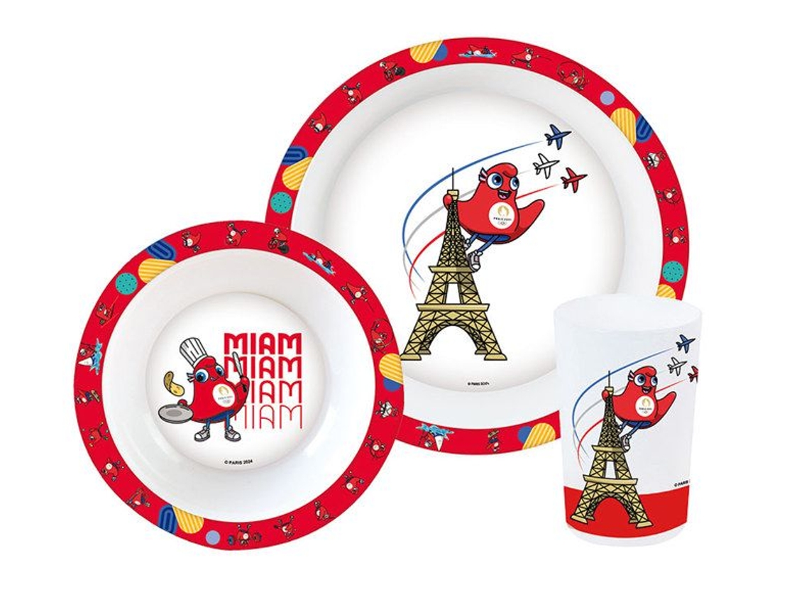 Juegos Olímpicos De París 2024 Conjunto De Comida (plato, Cuenco, Vaso)