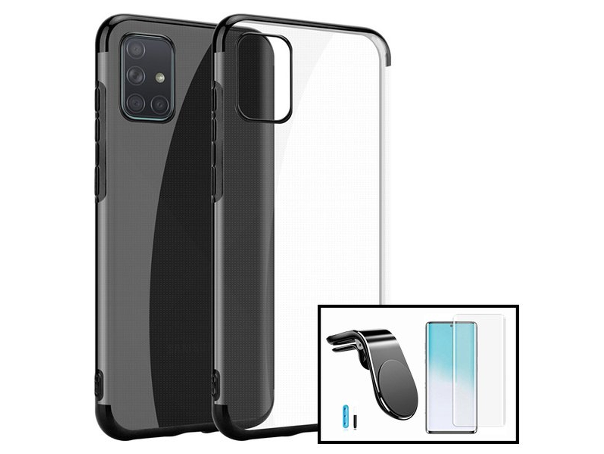 Kit Funda, Protector Curved UV y Soporte Magnético Coche Xiaomi Mi 10 Pro 5G SlimArmor Negro