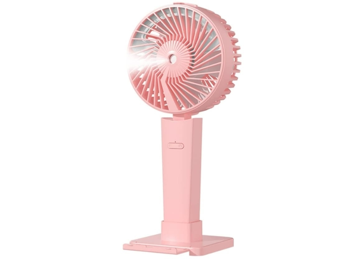 Mini Mist Fan 4 en 1 Ventilador Portátil con Soporte para Teléfono y Luz LED 2000mAh USB 3 Velocidades. Rosa Gusshious
