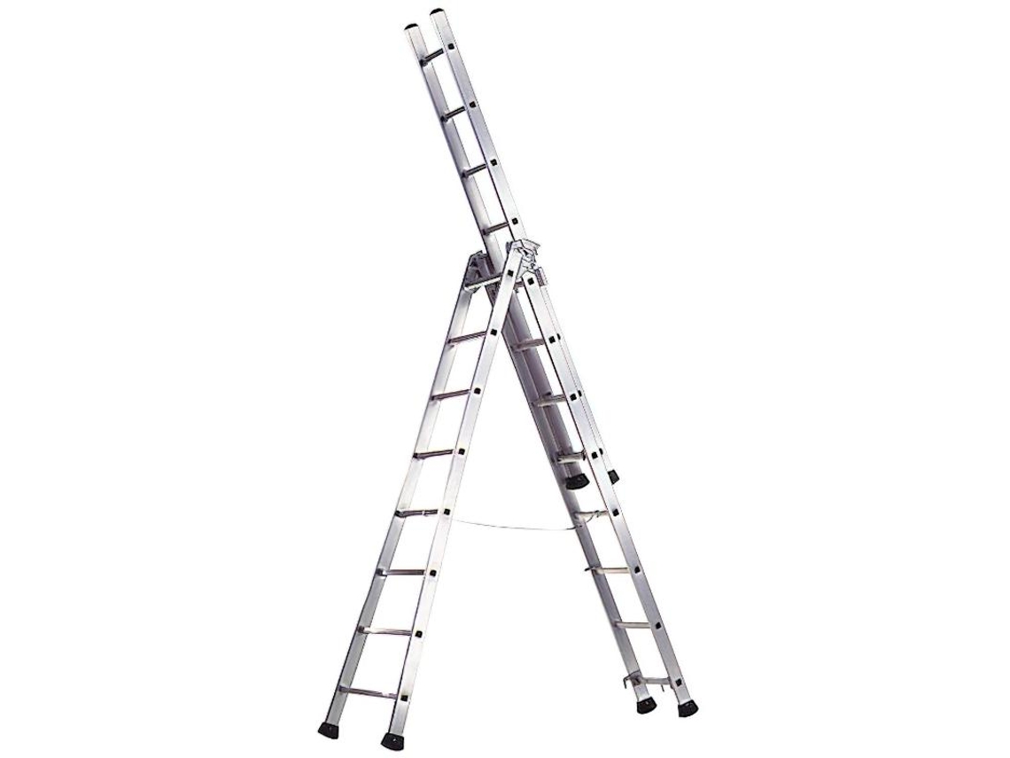 Escalera aluminio industrial pronor 3 tramos.10+10+10 peldaños