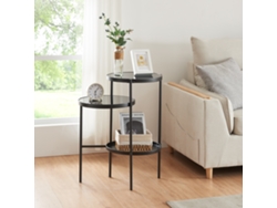 Mesa auxiliar Mölndal redonda con 2 estantes metal 70x58x37cm - Negro [EN.CASA]