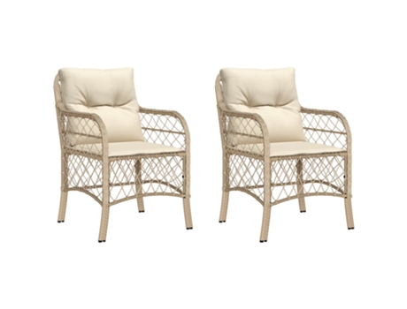 Conjunto 2 Sillones de jardín con cojines VIDAXL ratán sintético beige