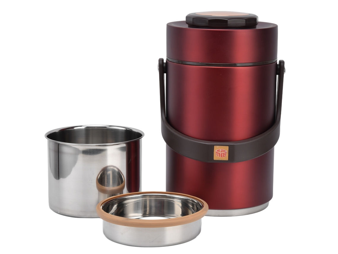 Recipiente De Almuerzo Aislado Acero Inoxidable 304 3 Capas 2300ml Para Trabajo Rojo