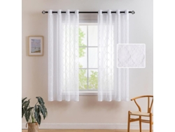2026-3622-cortinas Translúcidas De Color Solido Linjou 2 Paneles 140x175cm Para Dormitorio Sala Blanca 140x175cm