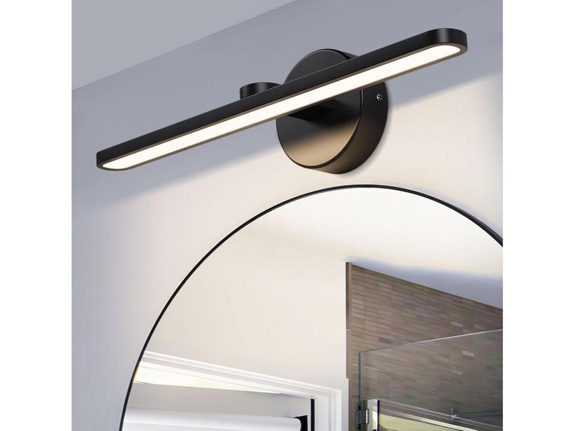 Lámpara Led Para Tocador De Baño, Montaje En Pared De 50 Cm, 14 W, 3000 K, Negro Mate, Ip44.