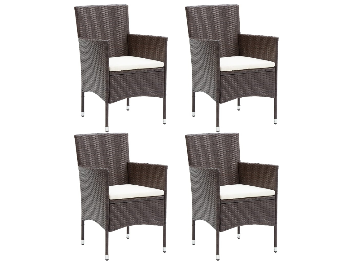 Sillas de comedor de jardín, 4 piezas, mimbre sintético marrón, DKD HOME DECOR