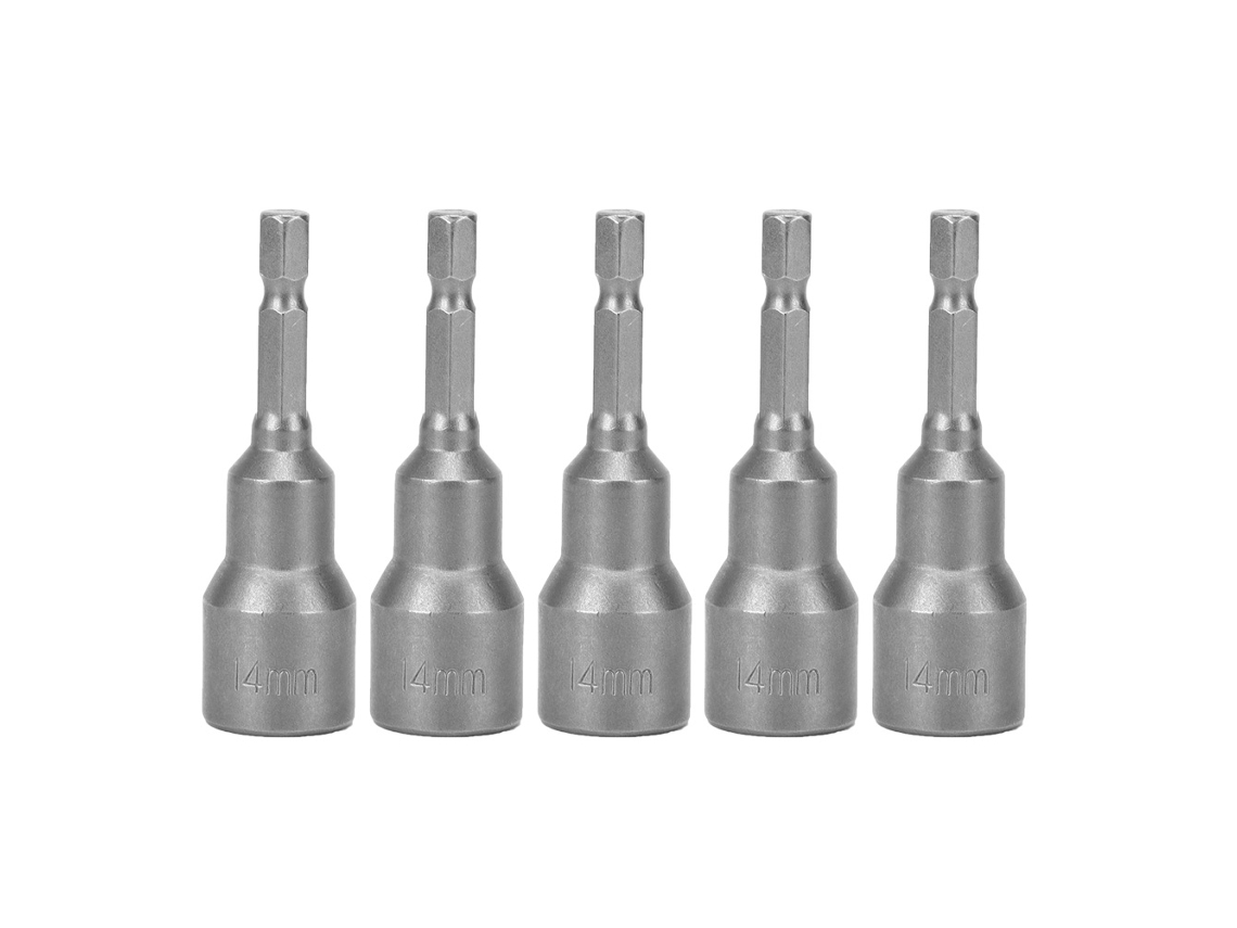 5 Brocas Magnéticas Hexagonales De Acero Galvanizado De 14 Mm Para Destornillador Eléctrico.