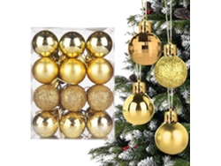 24 bolas navideñas de plástico, 4 cm, 4 estilos de decoración navideña, bolas de árbol para Navidad, bodas, festivales (doradas) RNEMITERY