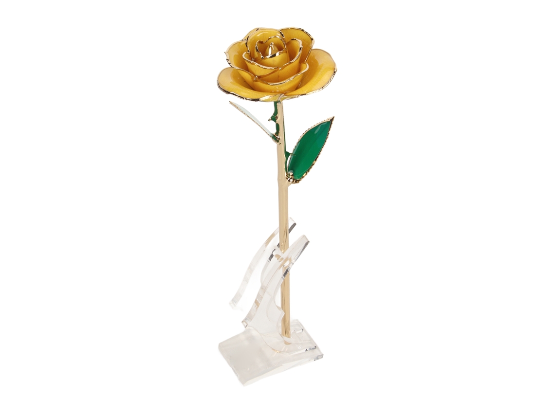 Rosa Real de Oro de 24k con Base para Decoración de Bodas y Aniversarios
