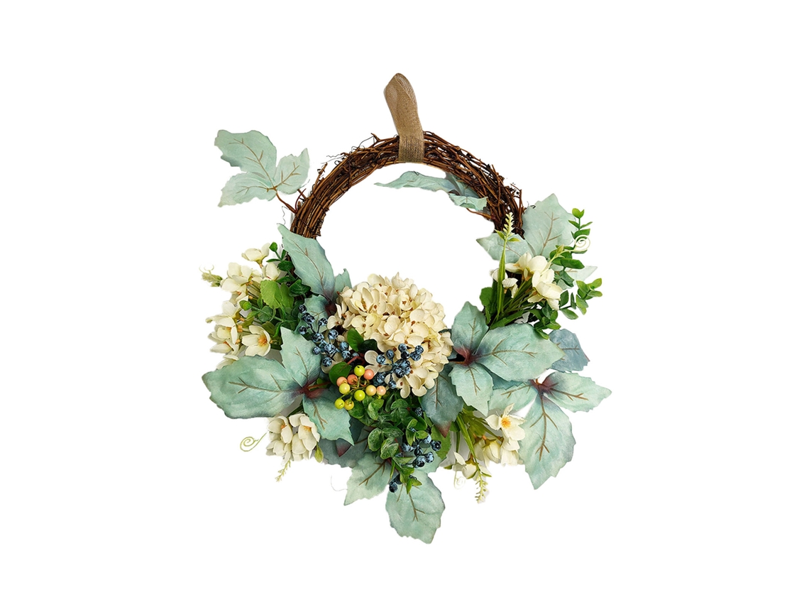 Anillo Decorativo De Hortensias Artificiales Para Puerta Y Pared, Decoración Primaveral Para El Hogar, 40 Cm.