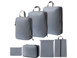 Bolsa de almacenamiento de compresión, juego de 7 piezas, bolsa de viaje ligera, color gris Siurn
