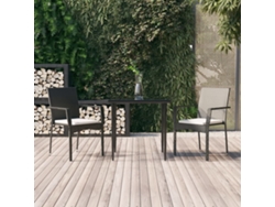 Juego de comedor de jardín de 3 piezas con cojines de mimbre negros de DKD Home Decor