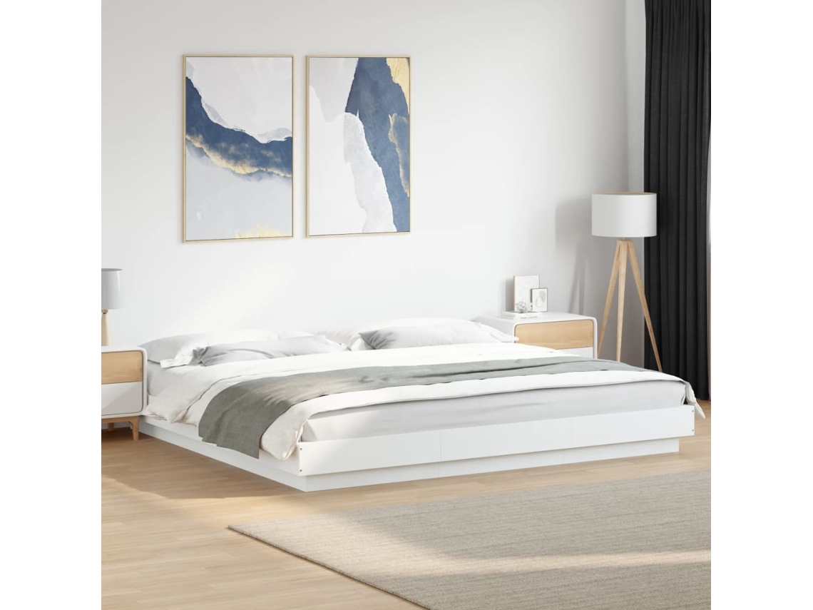 Estructura De Cama Madera De Ingeniería Blanca 180x200 Cm